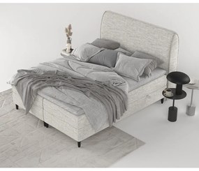 Pat boxspring gri deschis cu spațiu de depozitare 140x200 cm Melba – Maison de Rêve