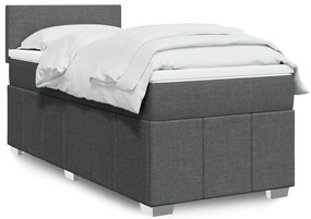vidaXL Pat box spring cu saltea, gri închis, 80x200 cm, textil