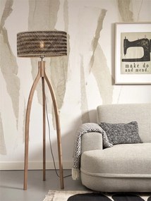 Lampadar eco din bambus Java 3-legs 50x22, natur/ negru