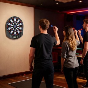 SPORTNOW Țintă Electronică pentru Darts, 6 Săgeți și Display LCD, pentru 8 Jucători, 18 Jocuri și 159 de Variante | Aosom Romania