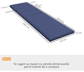 Outsunny Pernă pentru Șezlong de Exterior cu Tetieră și Legături, Confort Maxim în Grădină | Aosom Romania