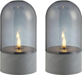 Brilliant - Set 2x lumânări LED ILLUSION LED/2xAA IP44 gri / negru fumuriu