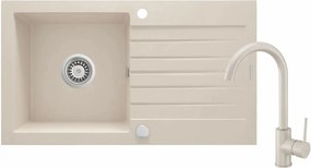 Set chiuveta bucatarie si baterie Deante Zorba finisaj bej 76x44cm