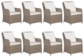 3057797 vidaXL Set mobilier de exterior, 9 piese, maro, poliratan