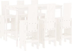 vidaXL Set bar de grădină, 7 piese, alb, lemn masiv de pin