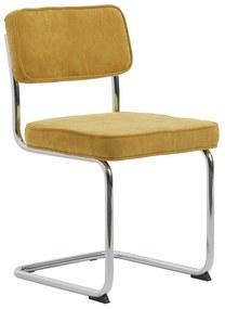 Scaun de dining galben din catifea reiată Rupert – Unique Furniture