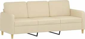 vidaXL Canapea cu 3 locuri, crem, 180 cm, material textil