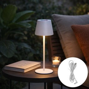 Lampă de masă albă incluzând LED reglabil și reîncărcabil RGB IP54 - Murdock