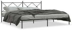 376509 vidaXL Cadru de pat metalic cu tăblie, negru, 200x200 cm