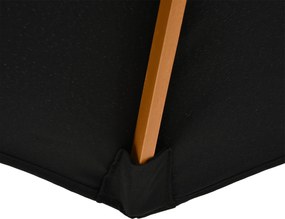 Outsunny Umbrelă de Grădină 3 m cu Stâlp din Lemn, 8 Spițe și Acoperire din Poliester, Neagră | Aosom Romania