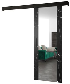 Uși culisante 90 cm Sharlene II (marmură negru + negru mat + negru) (cu oglindă). 1043672