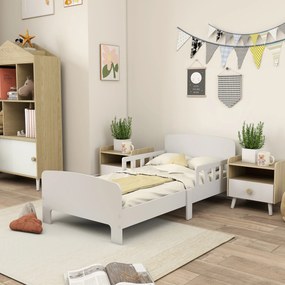 AIYAPLAY Pat Montessori pentru Copii 3-8 Ani din Lemn FSC cu Apărători Laterale și Margini Netede, 143.5x74.2x54 cm, Alb | Aosom Romania