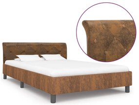 vidaXL Cadru de pat, maro, 140 x 200 cm, piele întoarsă ecologică