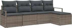 vidaXL Set de canapea 5 pcs Gri poliratan