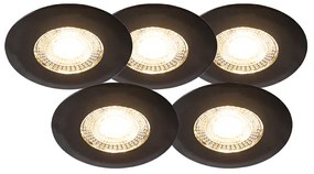 Set de 5 spoturi îngropate negre cu dimmer pe 3 trepte - Ulo