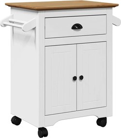 vidaXL Cărucior de bucătărie „BODO” alb și maro 72x45x80 cm