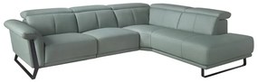 Coltar LUX design italian cu sezlong dreapta si functia relax Cowhide verde turcoaz