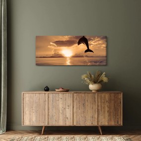 Tablou - Delfin la apus de soare (120x50 cm)