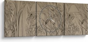 Tablou - Contururile plantelor (cu ceas) (90x30 cm)