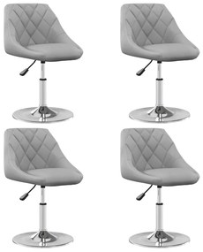 vidaXL Scaune de masă pivotante, 4 buc., gri deschis, catifea