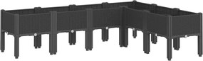 vidaXL Jardinieră de grădină cu picioare, negru, 160x120x42 cm, PP