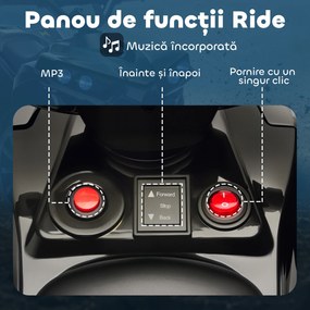 AIYAPLAY ATV Electric 6V pentru Copii, Vehicul cu 4 Roți cu Muzică și Faruri LED, pentru Vârste între 3-8 Ani, Negru | Aosom Romania