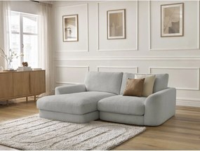 Colțar gri deschis cu tapițerie din țesătură bouclé (cu colț pe partea stângă/cu șezlong) Leonore – Bobochic Paris