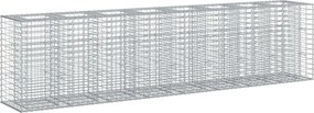 vidaXL Pat ridicat din gabion 2 pcs Argintiu 330 x 50 x 80 cm