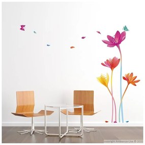 Set autocolante de perete Ambiance Rainbow Flowers