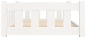 Pat pentru caini, alb, 95,5x65,5x28 cm, lemn masiv de pin Alb