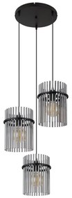 Lustra 3L design modern GORLEY negru, fumuriu