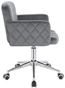 HR802K Scaun Grafit din Catifea cu Bază Cromata