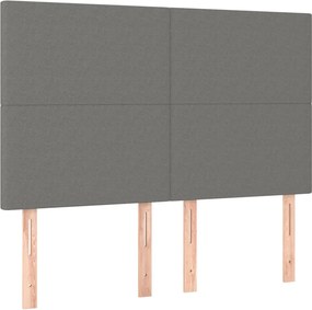 vidaXL Tăblie de pat gri închis 144x5x118/128 cm, material textil