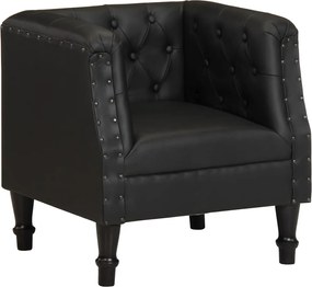 vidaXL Fotoliu, negru, piele naturală