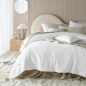 Cuvertură de pat albă Noemi cu ciucuri 220 x 240 cm