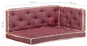 Set perne pentru canapea din paleti, 3 piese, rosu burgundia 1, burgundy red, Canapea coltar