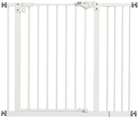 PawHut Barieră de siguranță animale ușă închidere automată sistem de dublă blocare fără găuri 1 extensie albă | Aosom Romania