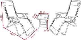 Set de grădină din 3 piese: 2 scaune relaxante și o masă ATLANTIC