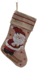 Decoratiune Stocking Santa, Decoris, 25x45 cm, poliester, multicolor
