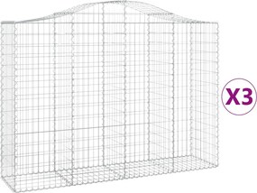 vidaXL Coșuri gabion arcuite 3 buc, 200x50x140/160cm, fier galvanizat