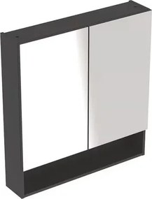Dulap cu oglinda suspendat Geberit Selnova Square lava gri inchis 2 usi 59 cm