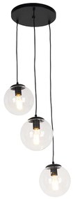Lampă suspendată Art Deco neagră cu 3 lumini - Pallon