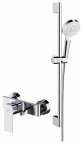 Set dus cu bara, para dus si furtun, Hansgrohe, Crometta Vario Unica si baterie dus, culoare crom, Cersanit Suaro