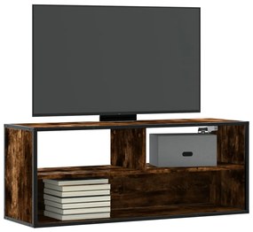 vidaXL Dulap TV stejar fumuriu 100x31x39,5 cm, lemn prelucrat și metal