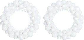 vidaXL Coronite cu bile de Craciun 2 pcs Alb 33 x 33 x 7 cm Polistiren