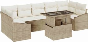 vidaXL Set de canapele pentru grădină cu pernă 8 pcs Bej poliratan