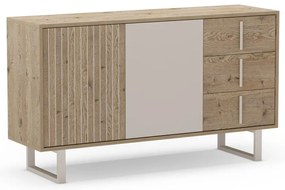 Comodă gri/în culoare naturală joasă cu aspect de lemn de stejar 140x80 cm Millay – Marckeric