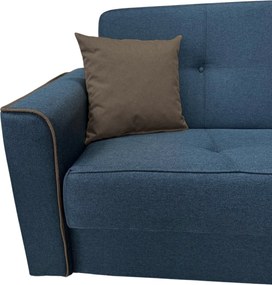 Canapea VERA extensibila, 3 locuri, lada de depozitare, stofa bleumarin + maro, 225x90x90 Bleumarin + Maro, Stofa