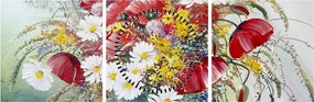 Tablou - Vază cu flori sălbatice (cu ceas) (90x30 cm)