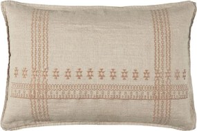 IB Laursen Fata de pernă decorativa din in LINEN 40x60 cm, maro deschis cu broderie